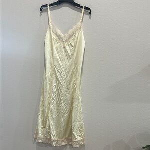 Elegant Cream Lace Trim Slip Dress